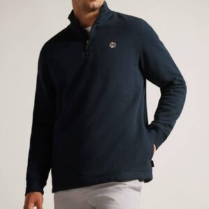 Ted Baker Men's Navy Blue 1/3 Zip-Up Sweater Sweatshirt size 7 3XL